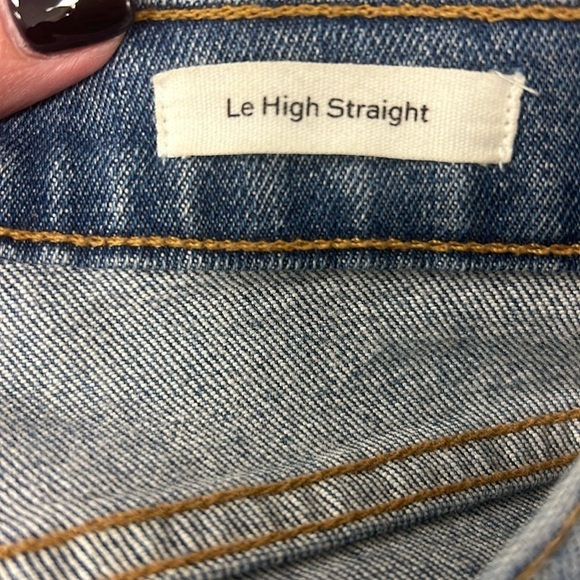 FRAME Le High Straight Jeans Distressed Raw Hem Arrington Wash, Size 28‎ - Picture 8 of 14